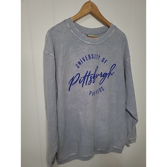 Chicka-d University of Pittsburgh Sweatshirt Top Womens Size Medium Gray Blue - Picture 2 of 8